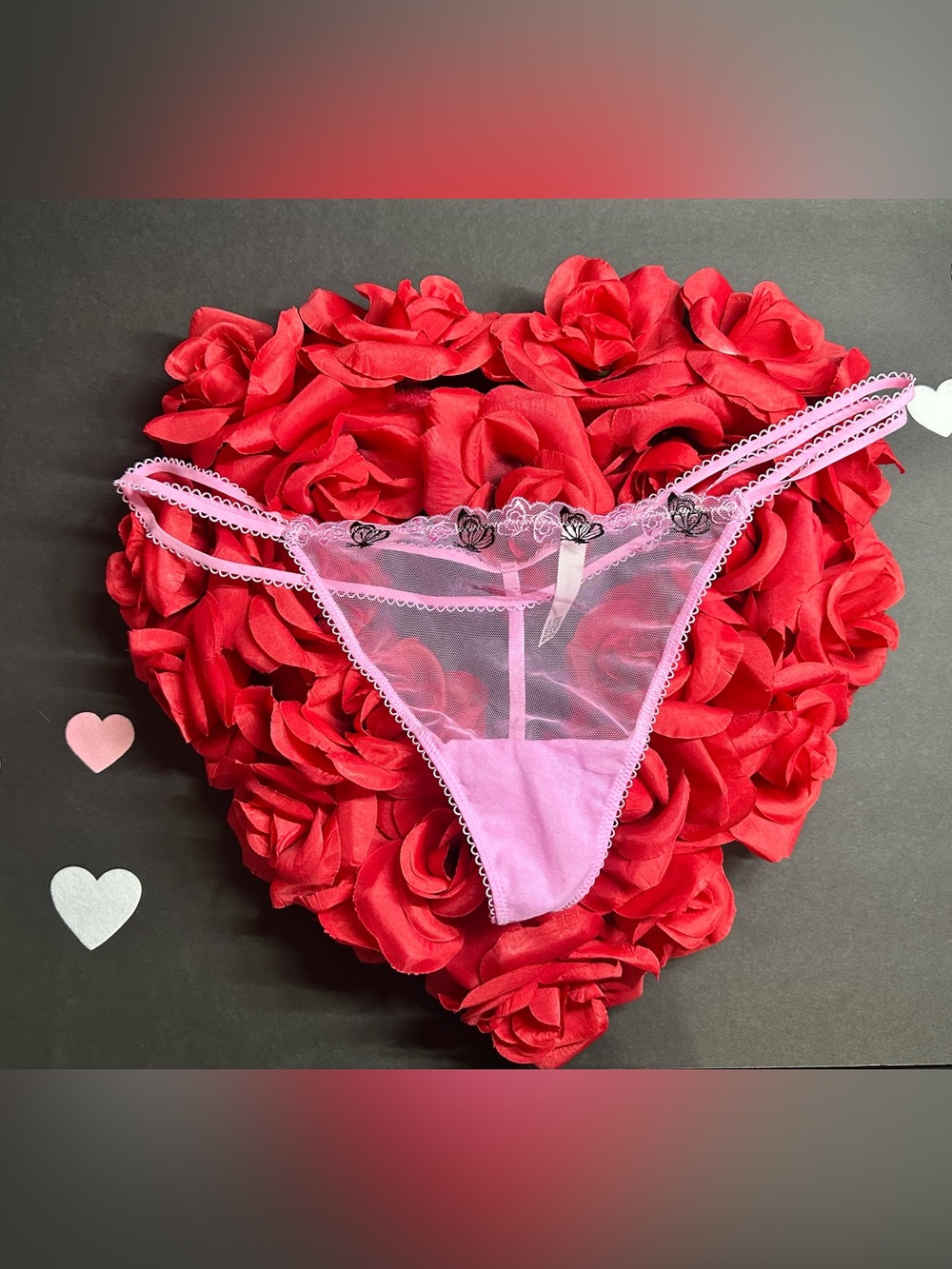 Victoria's Secret Pink Sheer Lace-Trim Thong